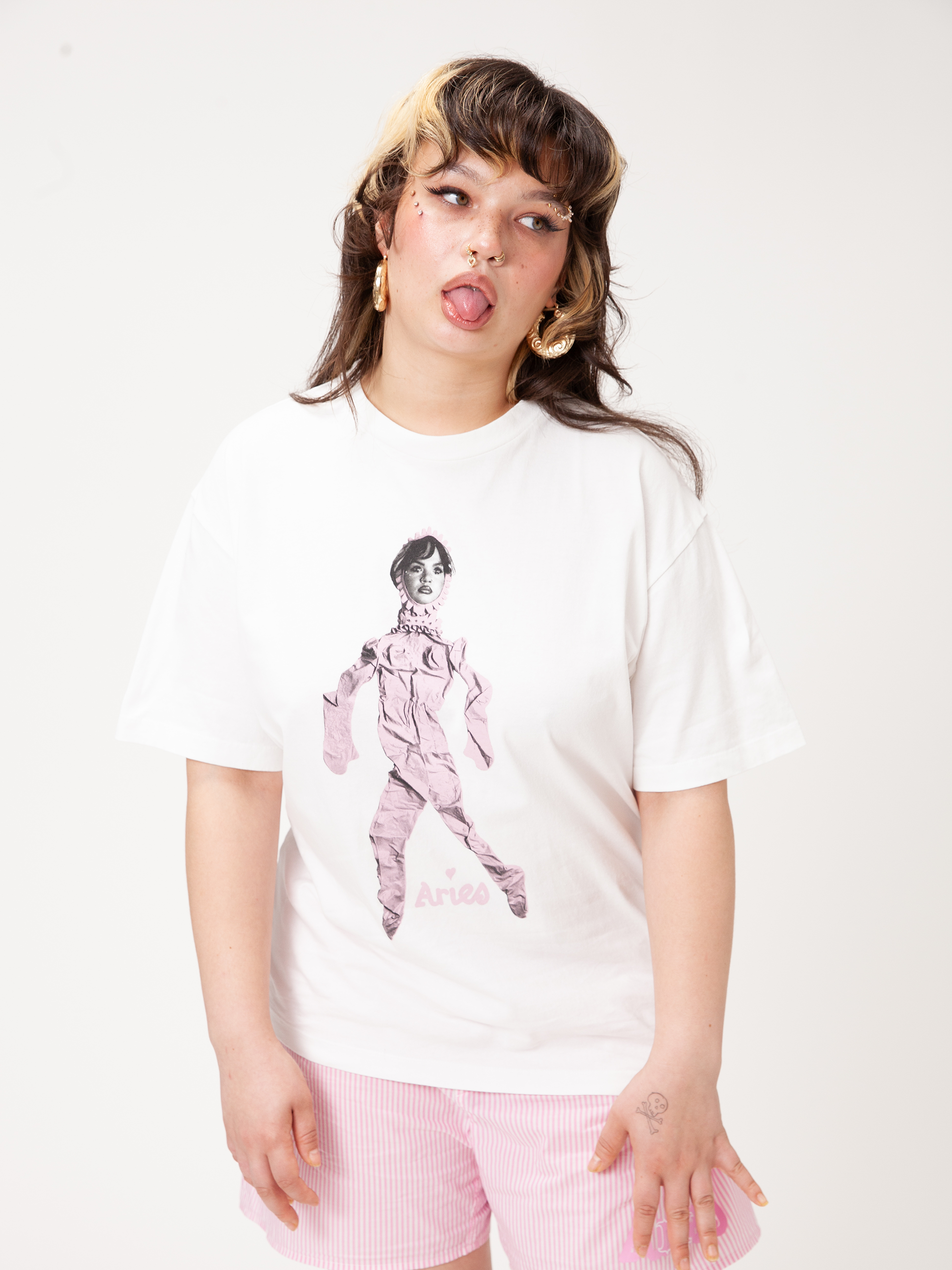 Aries x Lola Young White Doll Print Tee Lifestyle 1