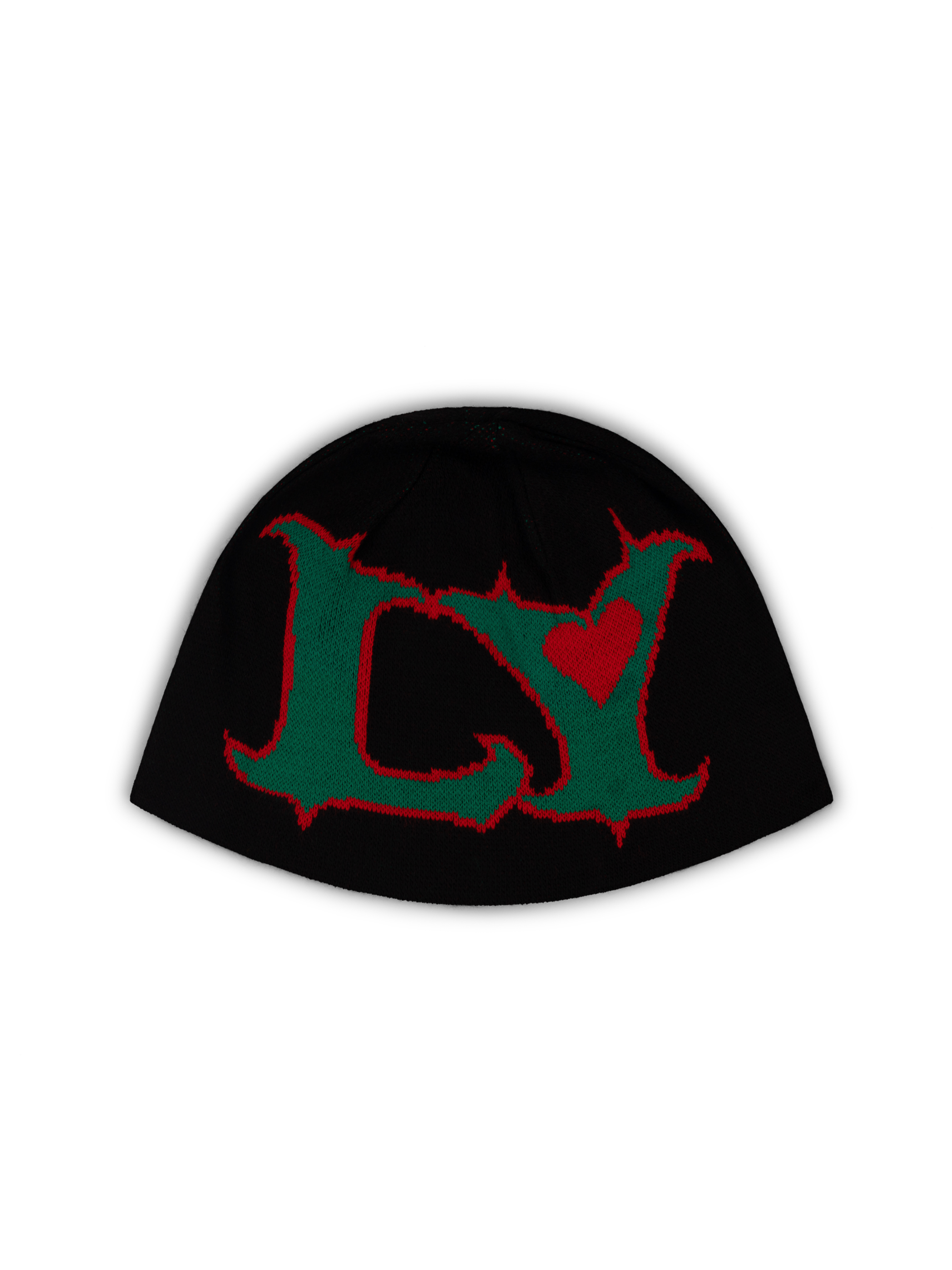 LY black knitted beanie front